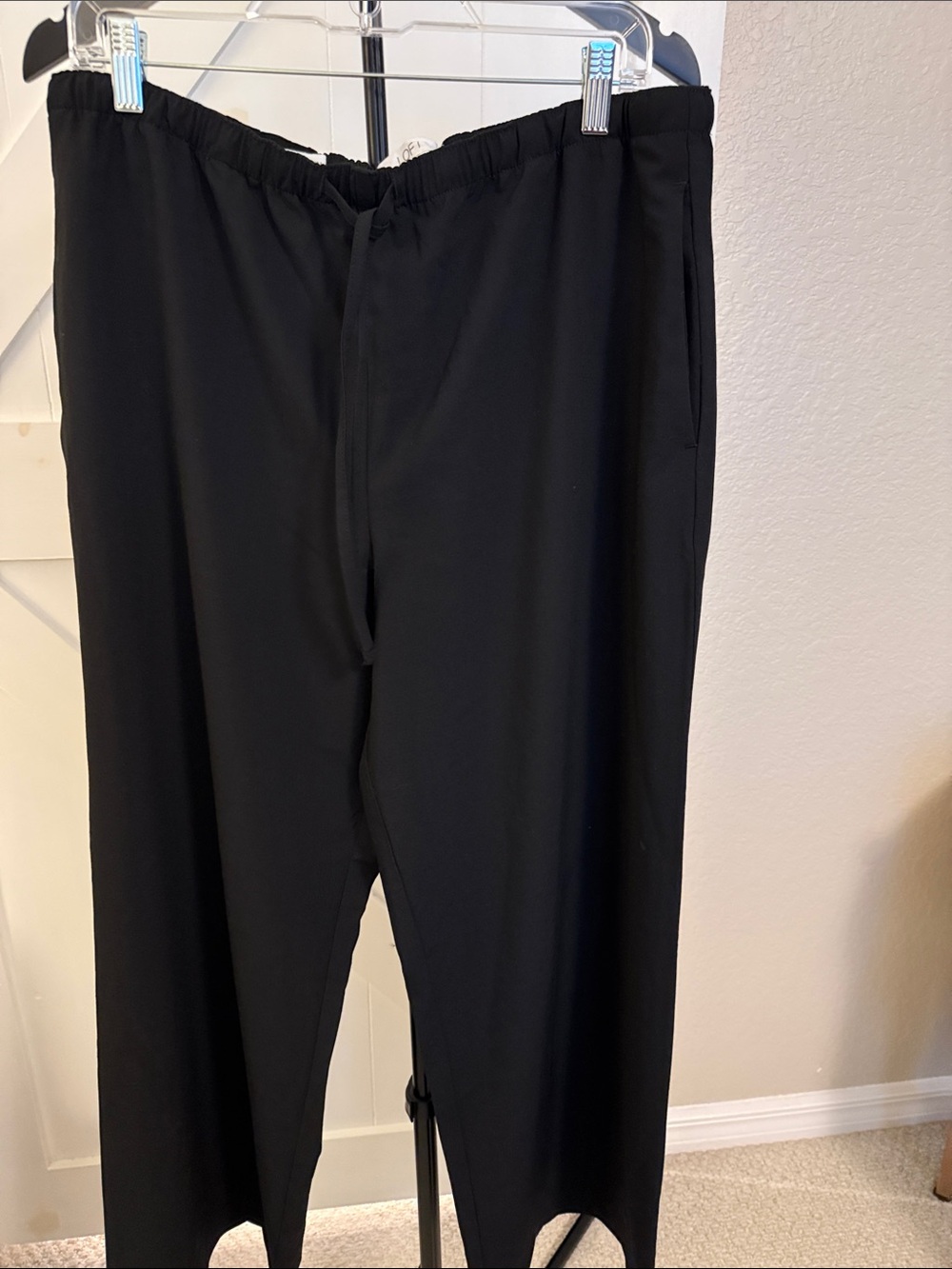LOFT Black Elastic-Waist Straight Dress Pants